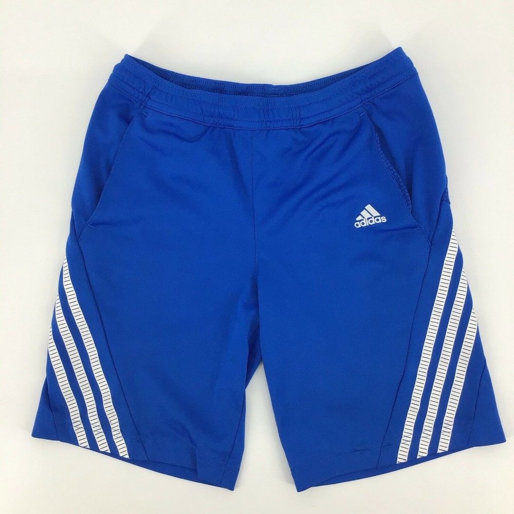 Adidas Youth Boy Shorts Size S Blue Response 3 Stripe Basketball Shorts